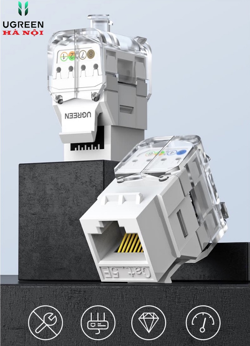 80449 Nhân ổ cắm mạng CAT5e Ugreen chụp trong